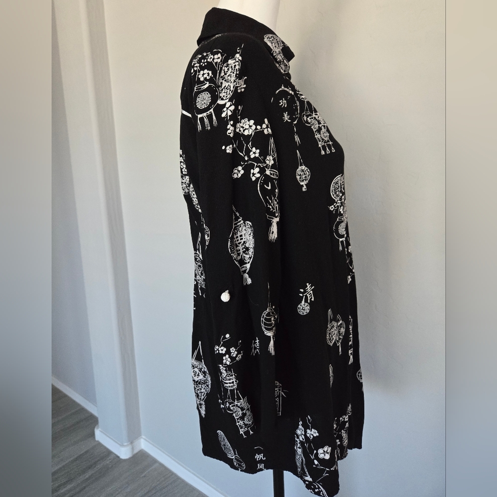 Soft Surroundings Asymmetrical Hem Asian Wrap Around Button Front Top Shirt Sz M - Picture 8 of 12